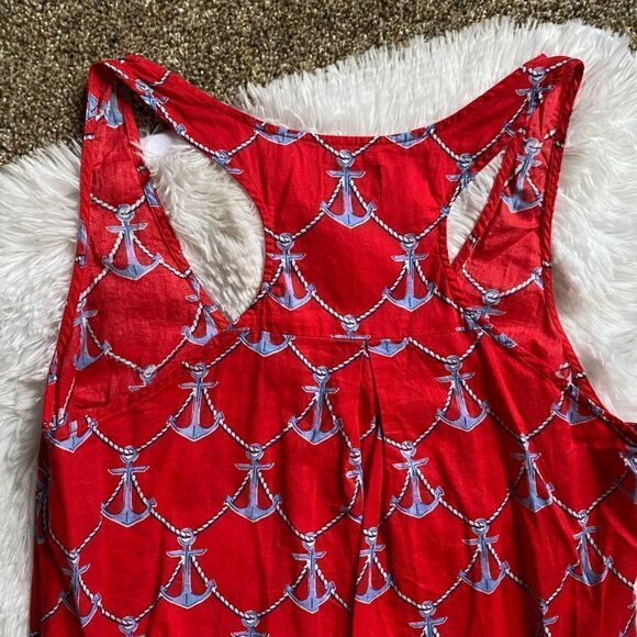 Mud Pie Dress Anchor Nautical Lightweight Thin Red White Blue Women’s Sz Medium - Picture 4 of 7